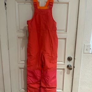 Girls 2 tone color pink and orange snowbib